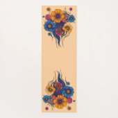 Boho Fantasy Vrouw met Bloemen Haar Yogamat (Achterkant)