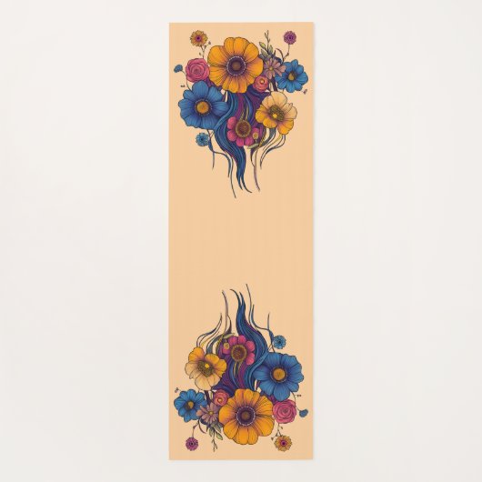 Boho Fantasy Vrouw met Bloemen Haar Yogamat (Achterkant)