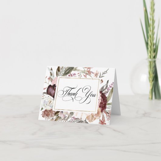 Boho Fantasy Waterverf Bloemen Bedankt (Voorkant)