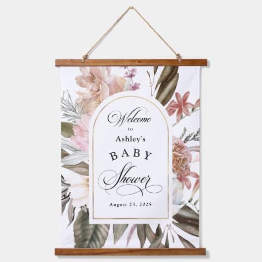 Boho Fantasy Waterverf Floral Baby shower Hangend Wandkleed (Voorkant)