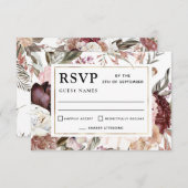 Boho Fantasy Waterverf Floral Wedding RSVP (Voorkant / Achterkant)