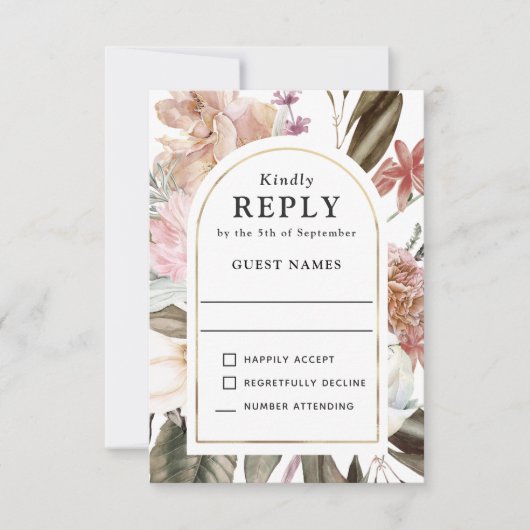 Boho Fantasy Waterverf Floral Wedding RSVP (Voorkant)