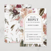 Boho Fantasy Waterverf Floral Wedding RSVP (Voorkant / Achterkant)