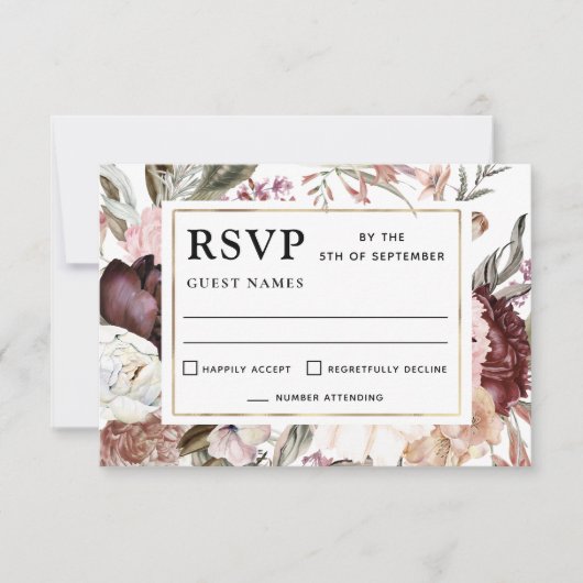 Boho Fantasy Waterverf Floral Wedding RSVP Kaartje (Voorkant)