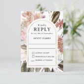 Boho Fantasy Waterverf Floral Wedding RSVP Kaartje (Staand voorkant)