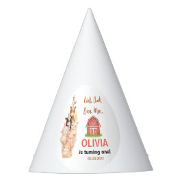 Boho Farm Animal 1st Birthday |Cute Rustic Barnyad Feesthoedjes