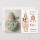 Boho Farm Animal 1st Birthday |Cute Rustic Barnyad Kaart (Voorkant)
