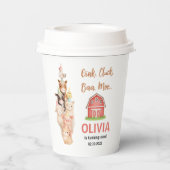 Boho Farm Animal 1st Birthday |Cute Rustic Barnyad Papieren Bekers (Achterkant)