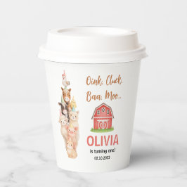 Boho Farm Animal 1st Birthday |Cute Rustic Barnyad Papieren Bekers