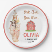 Boho Farm Animal 1st Birthday |Cute Rustic Barnyad Papieren Bordje (Voorkant)