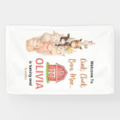 Boho Farm Animal 1st Birthday |Cute Rustic Barnyad Spandoek (Horizontaal)