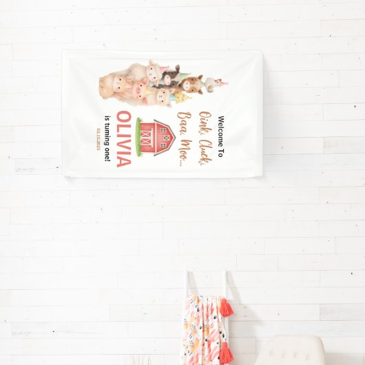 Boho Farm Animal 1st Birthday |Cute Rustic Barnyad Spandoek (Insitu)