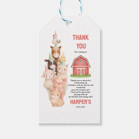 Boho Farm Animal 1st Birthday |Rustic Barnyard  Cadeaulabel (Voorkant)