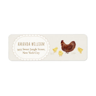 Boho Farm Kip Baby Shower Retouradres Etiket