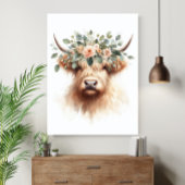 Boho Farmhouse Cow Print with Floral Crown Poster