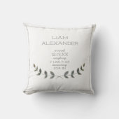 BOHO Farmhouse Modern Laurel Leaf Baby Birth Stat Kussen (Voorkant)