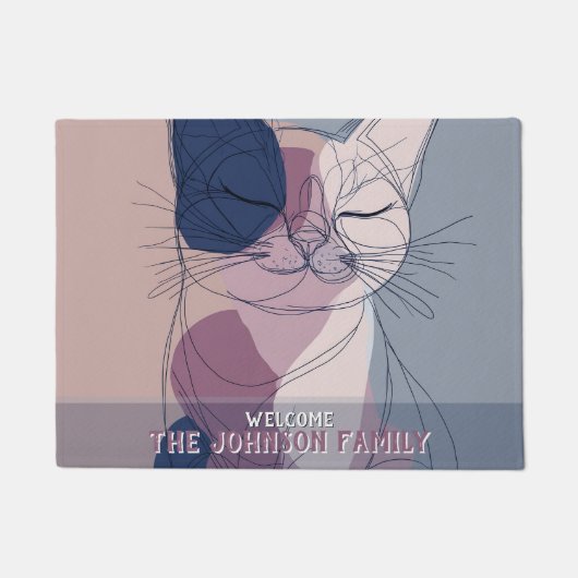 Boho Fatcat Thuis Buiten Kat Moeder Vader Deurmat (Voorkant)