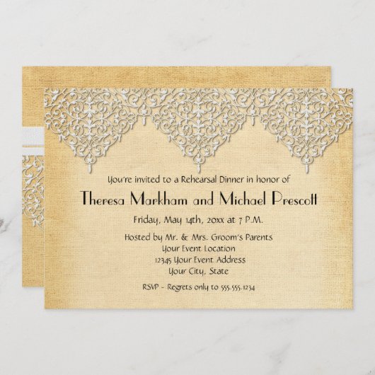 BOHO Faux Burlap in Lace gypsy moderne stijl Kaart (Voorkant / Achterkant)