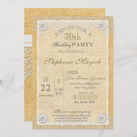 BOHO Faux Burlap in Lace gypsy moderne stijl Kaart (Voorkant / Achterkant)