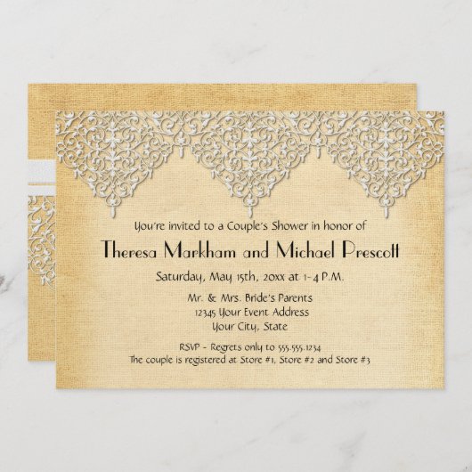 BOHO Faux Burlap in Lace gypsy moderne stijl Kaart (Voorkant / Achterkant)