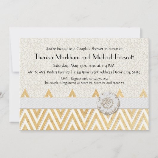 BOHO Faux Burlap n Lace cHEVRON modern model Kaart (Voorkant)