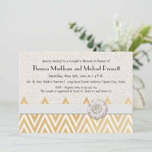 BOHO Faux Burlap n Lace cHEVRON modern model Kaart (Staand voorkant)