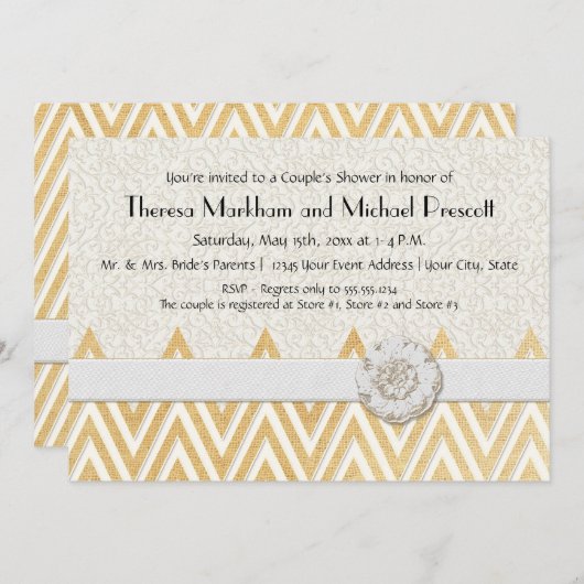 BOHO Faux Burlap n Lace cHEVRON modern model Kaart (Voorkant / Achterkant)