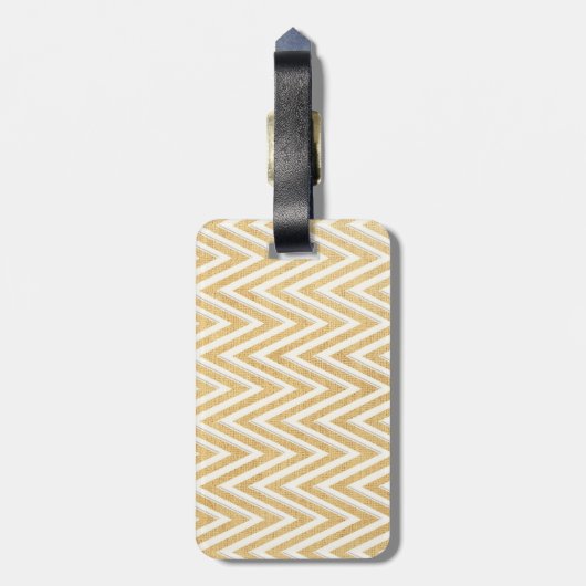 BOHO Faux Burlap n Lace Chevron moderne mod stijl Bagagelabel (Achterkant verticaal)