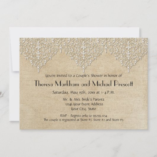 BOHO Faux Burlap n Lace gypsy modern gekleurd Kaart (Voorkant)