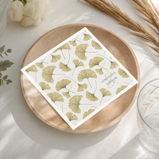 Boho Faux Gold Botanisch Patroon Monogram Servet