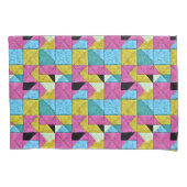 Boho Faux Patchwork Quilt Pink Yellow Blue Kussensloop (Voorkant)