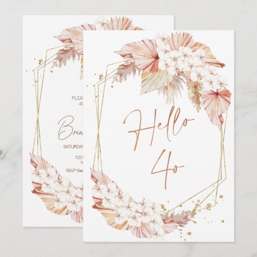 Boho Faux Roos Hallo Gold Kaart (Voorkant / Achterkant)