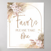 Boho Favors Pampas Grass Modern Table Sign Poster (Voorkant)