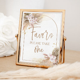 Boho Favors Pampas Grass Modern Table Sign Poster