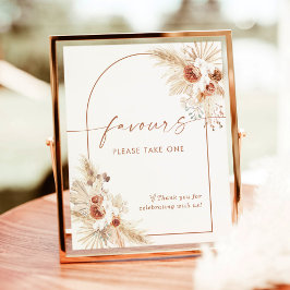 Boho Favors Sign | Terracotta Pampas Grass Shower Poster