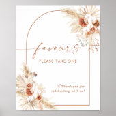 Boho Favors Sign | Terracotta Pampas Grass Shower Poster (Voorkant)
