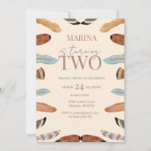 Boho Feather 2e Verjaardag Uitnodiging – Terracott (Voorkant)