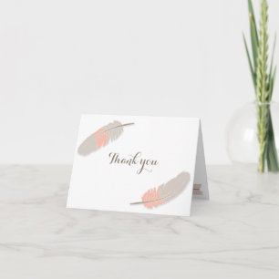 Boho Feather Baby shower Bedankt Pink & Grey