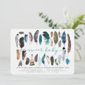 Boho Feather Baby shower Invitation Kaart (Staand voorkant)