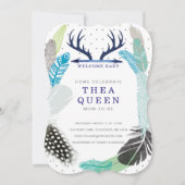 Boho Feather Baby shower Invite Kaart (Voorkant)