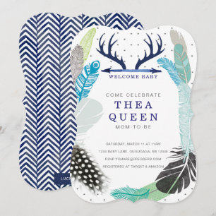 Boho Feather Baby shower Invite Kaart