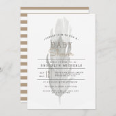 Boho Feather | BABY SHOWER WATERVERF Kaart (Voorkant / Achterkant)