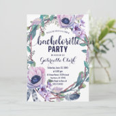 Boho Feather Bachelorette Party Uitnodiging (Staand voorkant)