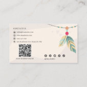 Boho Feather Bead accenten Small Business Branding Visitekaartje (Achterkant)