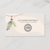 Boho Feather Bead accenten Small Business Branding Visitekaartje (Voorkant)