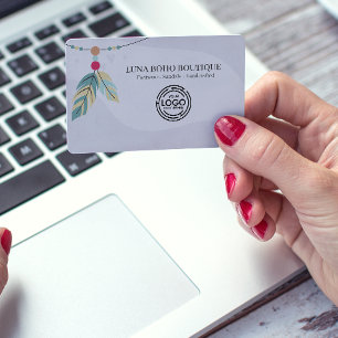 Boho Feather Bead accenten Small Business Branding Visitekaartje