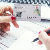 Boho Feather Bead accenten Small Business Branding Visitekaartje