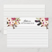 Boho Feather Beauful Floral Advice Kaarten (Voorkant / Achterkant)
