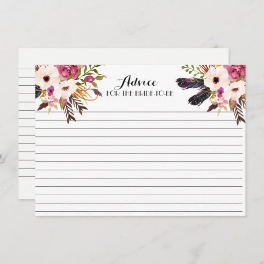 Boho Feather Beauful Floral Advice Kaarten (Voorkant / Achterkant)