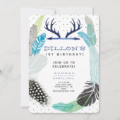 Boho Feather Birthday Uitnodiging (Voorkant)